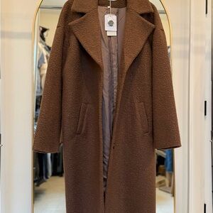 Commense Brown Oversized Wool Blend Long Coat